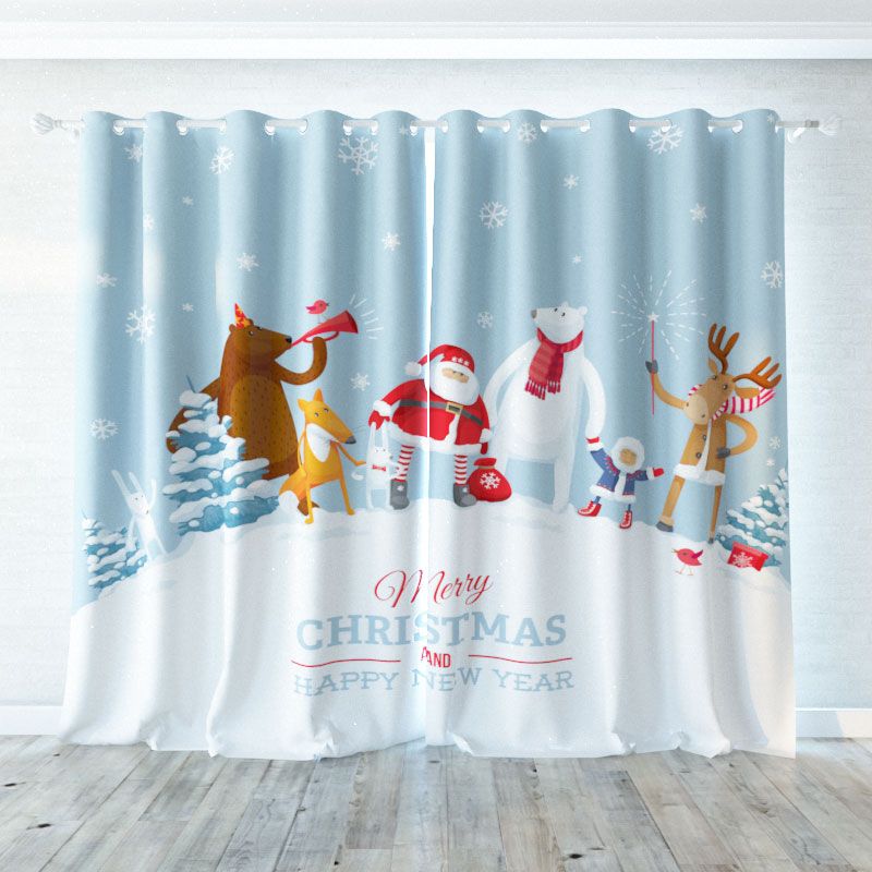 3d Digital Printing Personality Custom Curtain Santa Claus And