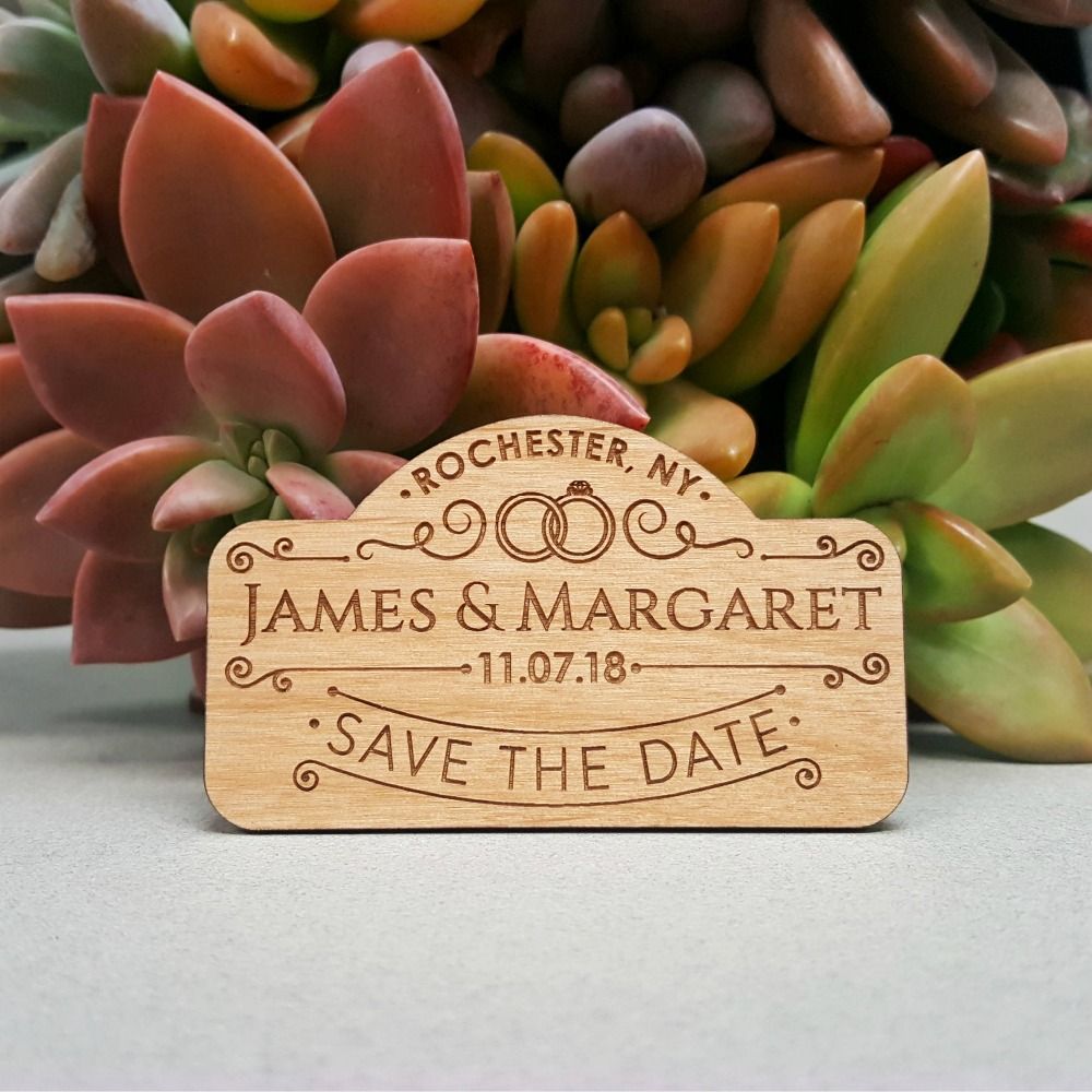 Rustic Wedding Save The Date Magnets Save The Date Magnets Custom Engraved Wood