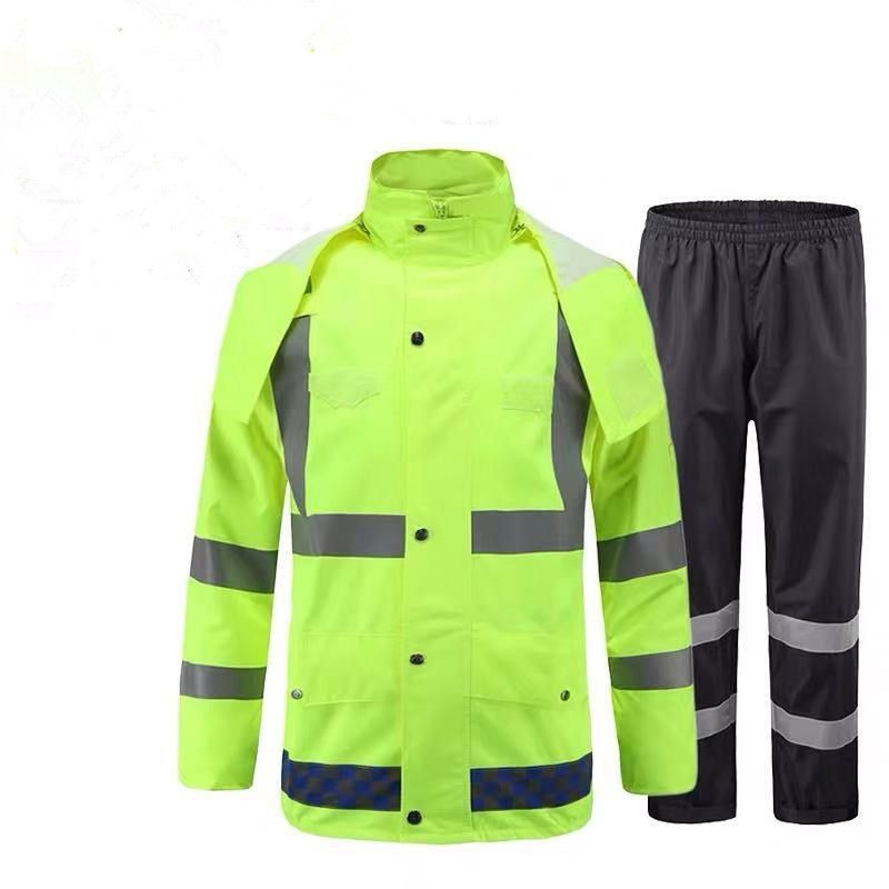 2021 Fluorescent Female Raincoat Coat Pant Suits Impermeable Women Men Hooded Outdoor Poncho 