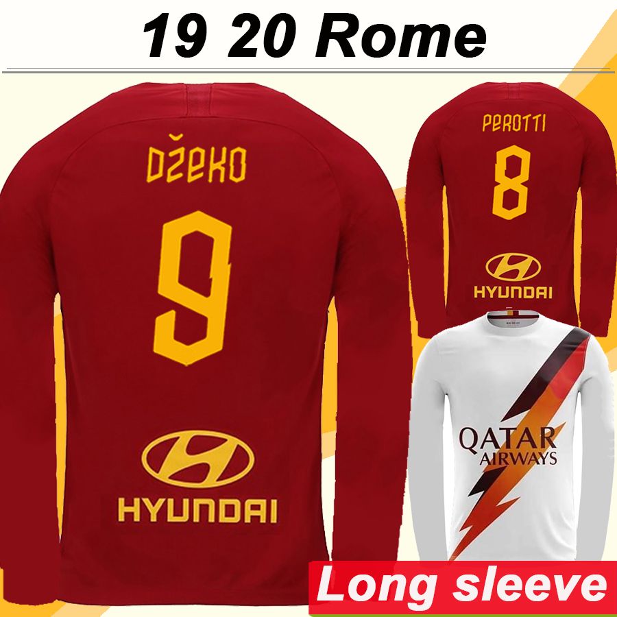 2020 19 20 DZEKO J. JESUS Long Sleeve Soccer Jerseys Rome KOLAROV EI SHAARAWY PEROTTI Mens Home