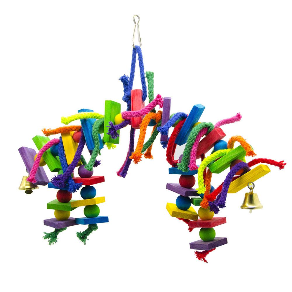 Parrot Bird Rainbow Soft Bridge Colour Wood Nibbling Of Cotton