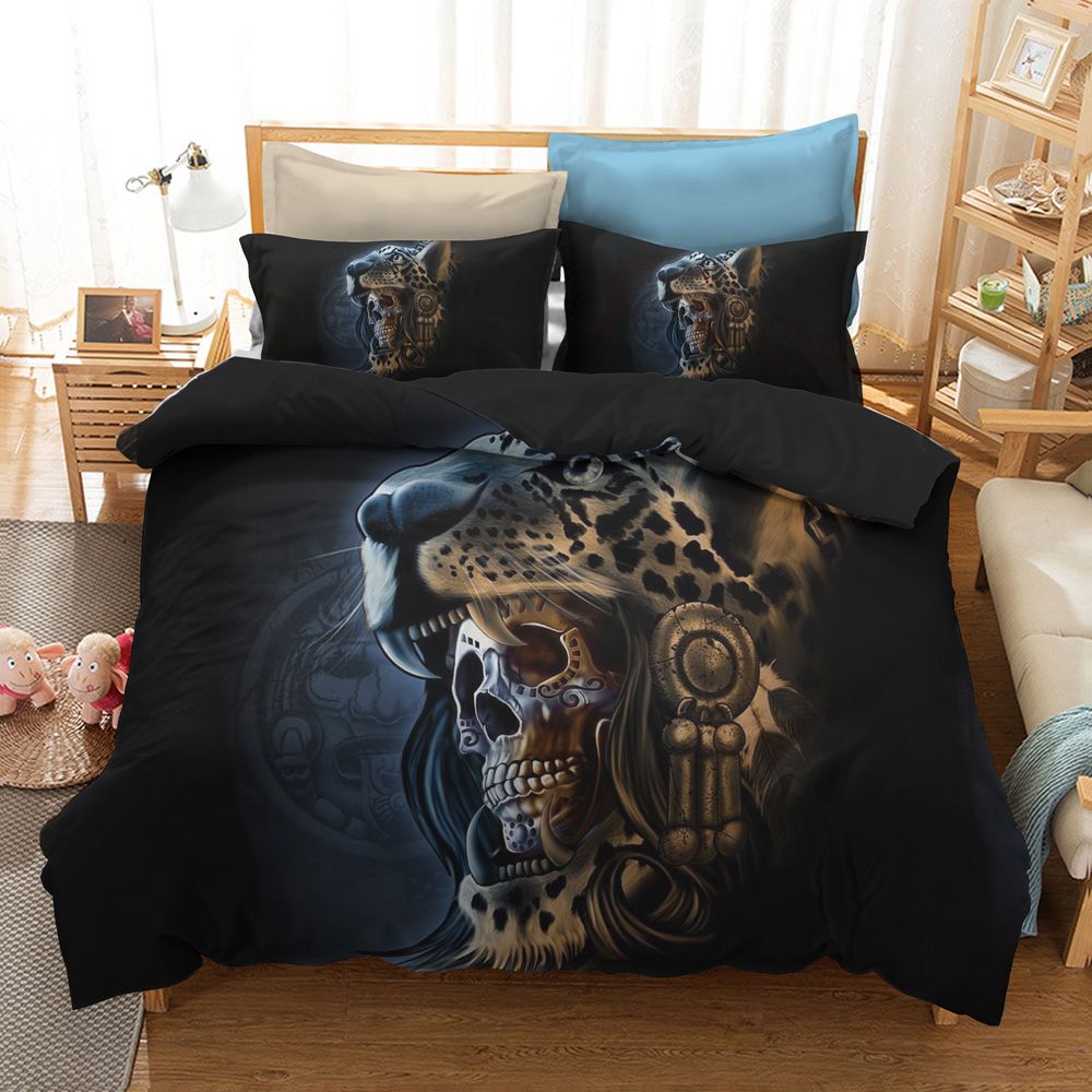 3d Tiger Bedding Set Skull Print Duvet Cover Lifelike Bedclothes With Pillowcase Single Double King Twin Black Home Textiles