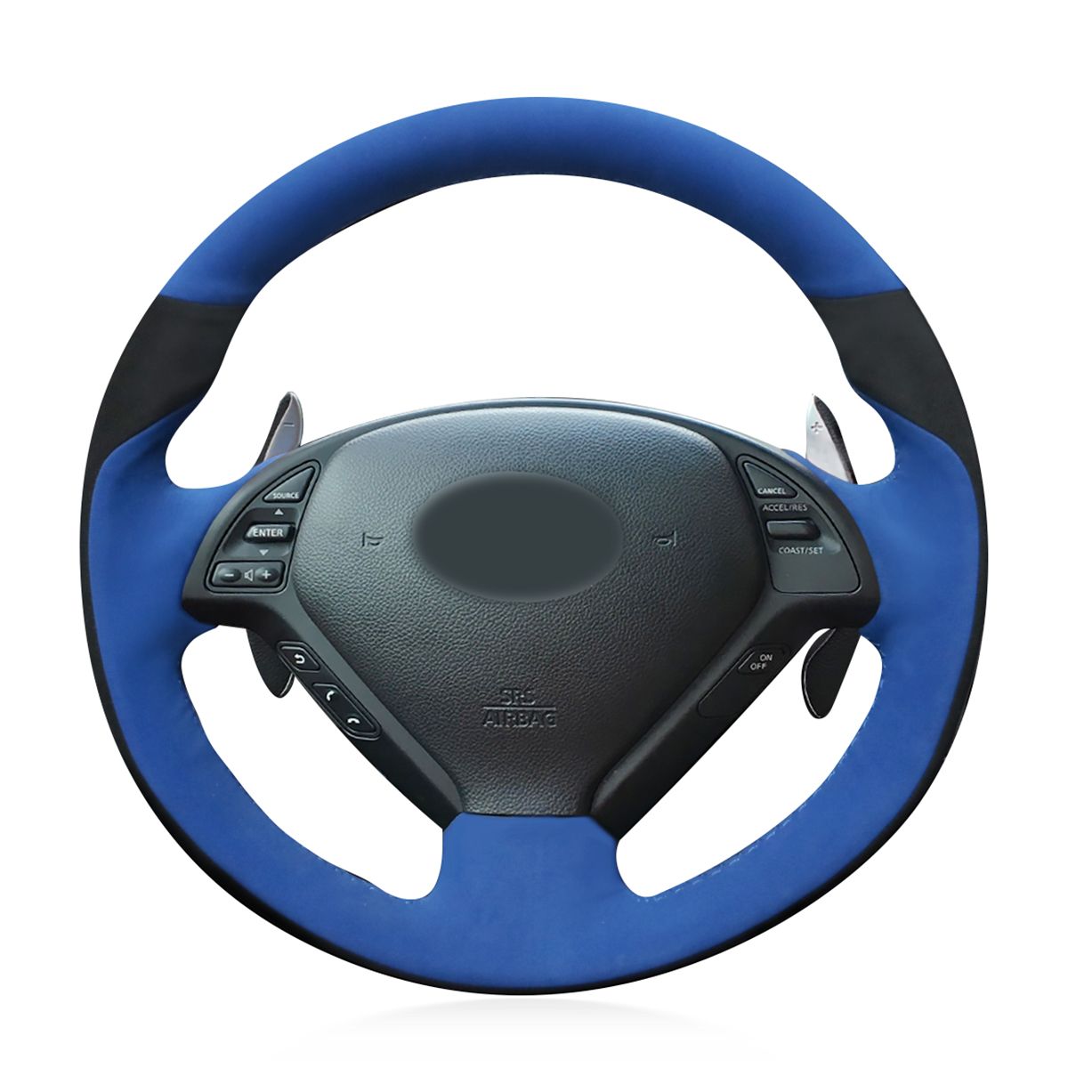 Universal Car Truck Black Leather Steering Wheel Hand-Stitch Cover Shell On Wrap