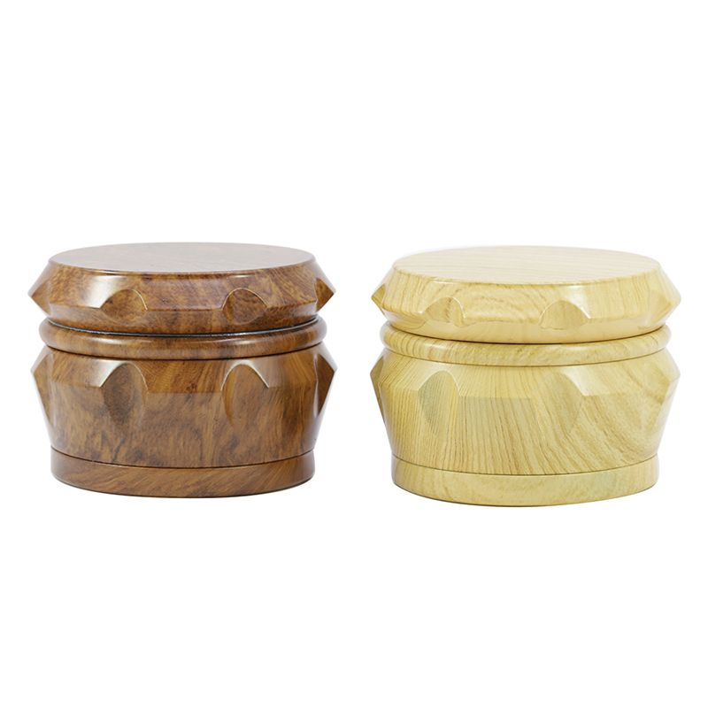 2021 Wooden Drum Shape Herb Grinder Wood Plastic Metal 4 Layers Diameter 40mm 50mm 63mm Chamfer