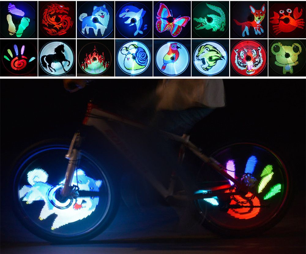 2021 YQ8003 128 LED DIY Bicycle Light Programmable Bike Wheel Spokes