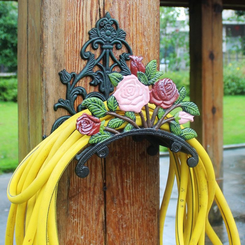 2019 Hose Holder Cast Iron Rose Flower Decorative Hose Reel Hanger