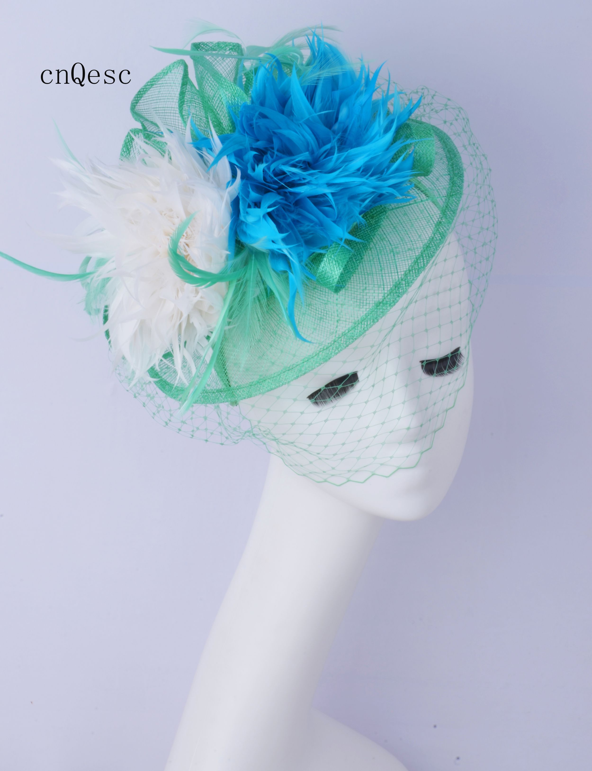teal coloured wedding hats