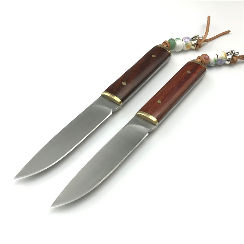 6.8 Inch Fixed Blade Hunting Knife Rosewood Handle Small Survival