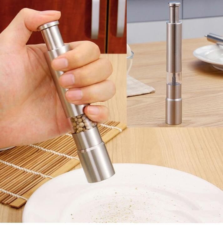 2021 Stainless Steel Pepper Grinder Thumb Push Salt Pepper Grinder