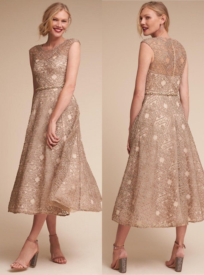 Elegant Gold Lace Mother Of The Bride Dresses Plus Size Lace Short