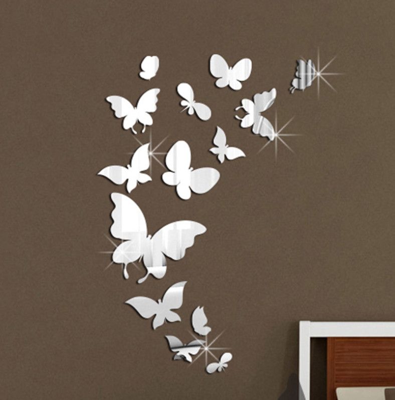 3d Erfly Mirror Wall Stickers Diy Art Decor Home Living Room Mirrored Decorative Sticker