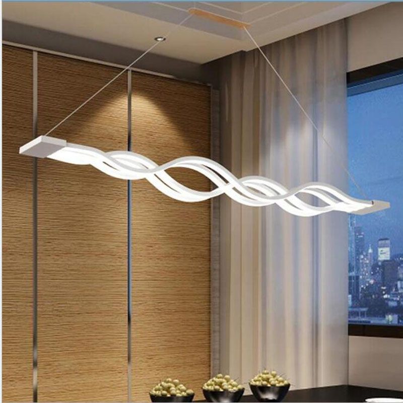 L Led Restaurant Chandelier Modern Minimalist Four Head Wave L Led Restaurant Chandelier Modern Minimalist Four Head Wave Creative Personality Office Hotel Dining Room Bar Home Decoration Pendent Light