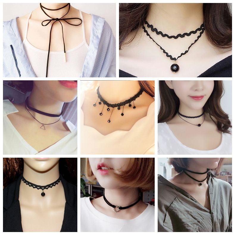 Gros Styles Bijoux Amour Vintage Triangle Géométrie Tatouage Goutte D Eau Clavicule Ras Du Cou Collier Pour Femmes Chaîne Bijoux 2019