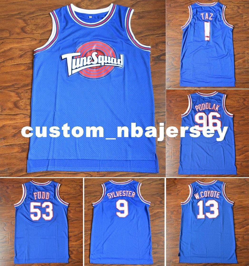 2019 Cheap Custom Space Jam Movie Basketball Jersey Tune Squad LOONEY TUNES Stitched BLUE S 2XL From Custom nbajersey $30 16