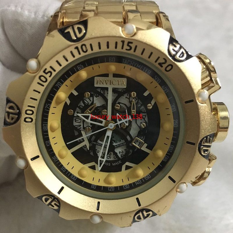 9A Good Quality Men Invicta GOLD Watches Stainless Steel Strap Mens