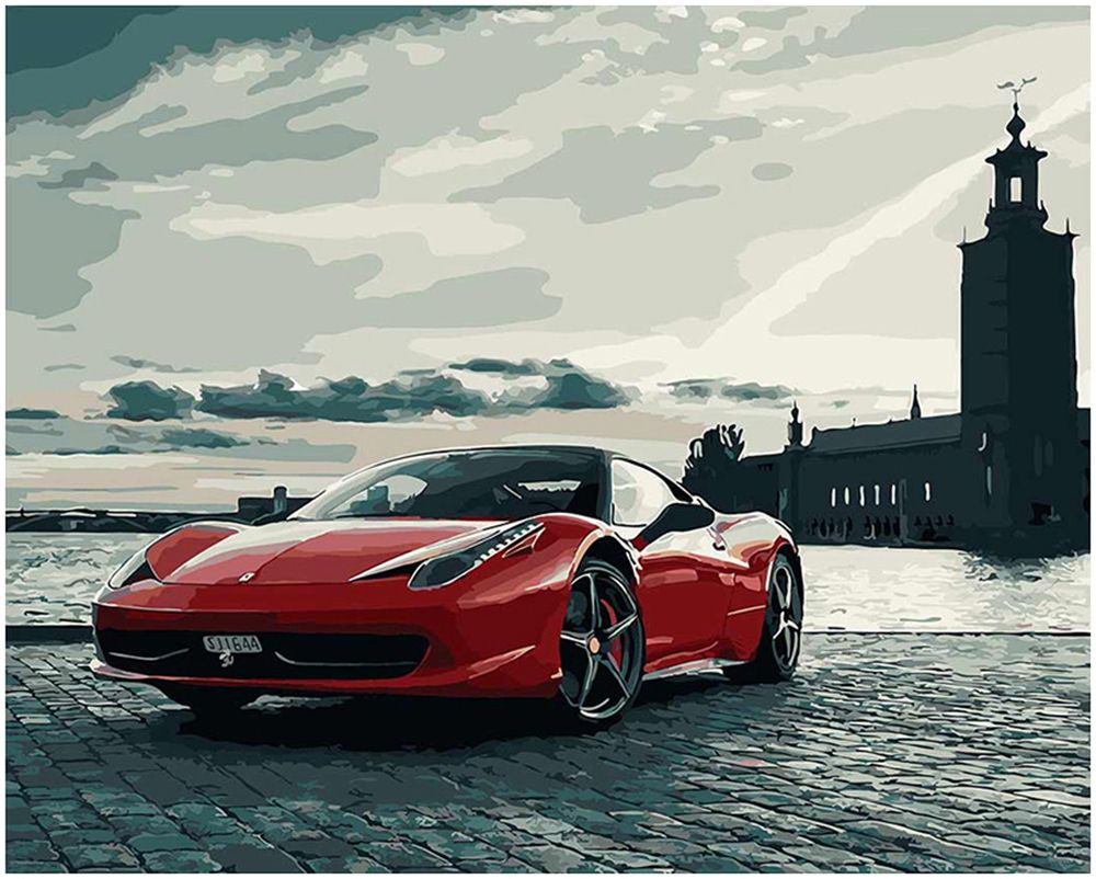 Oil Paint Kits Hand Painted Diy Painting By Numbers Ferrari Sports Car 16 X20