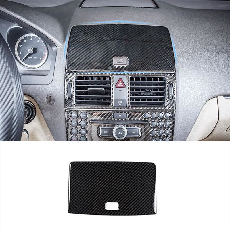 Center Console Navigation Panel Cover Trim For Mercedes Benz C class W204 2007-10 Carbon Fiber Audio Speaker Frame Decoration