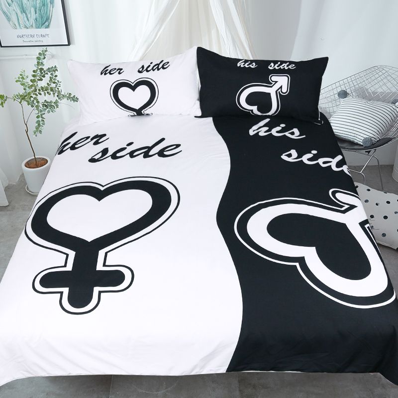 His Her Side Bedding Set Black And White Couple Duvet Cover His Her Side Bedding Set Black And White Couple Duvet Cover Valentine Bed Twin Full Queen King Teal From Bestbird