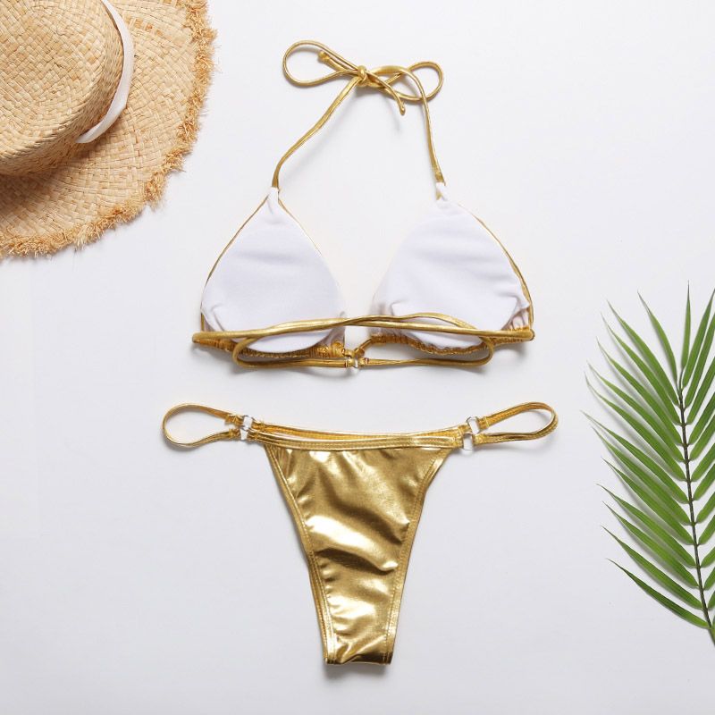 Wholesale Oiyeefo Shiny Gold Meterial Bikini Brazilian Tanga Biquine ...