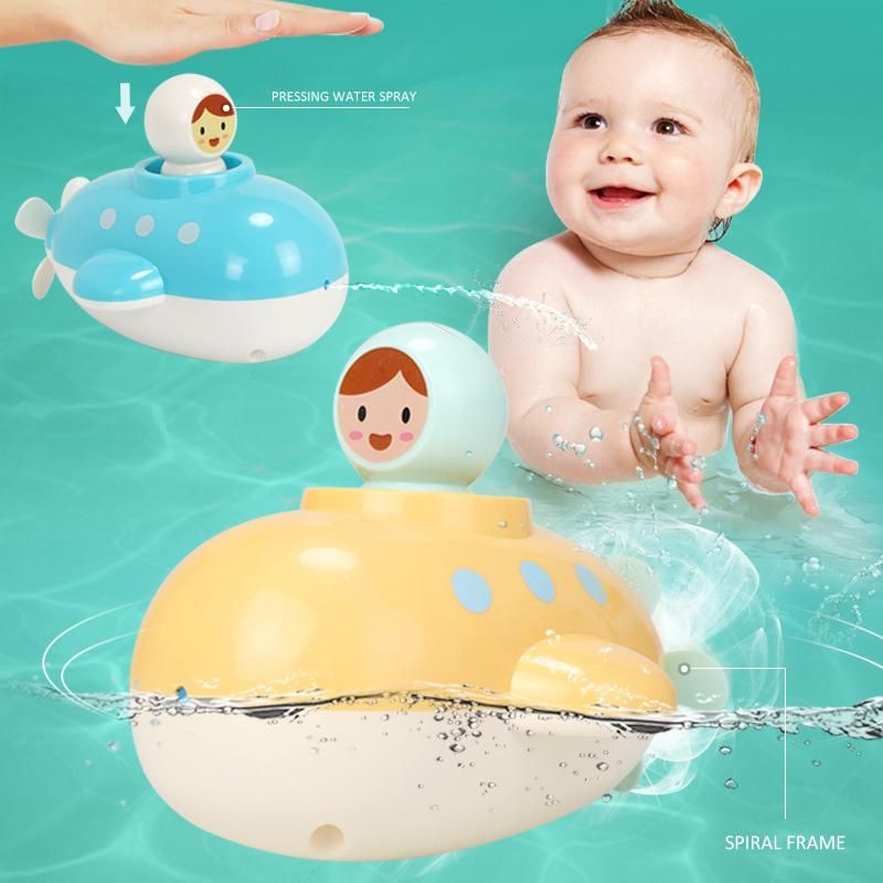 Submarine Baby Bath Toy Clockwork Dabbling Floating Spray Shower Bathroom Bathtub Wind Up Kids Toy Swimming Pool Play Water Game