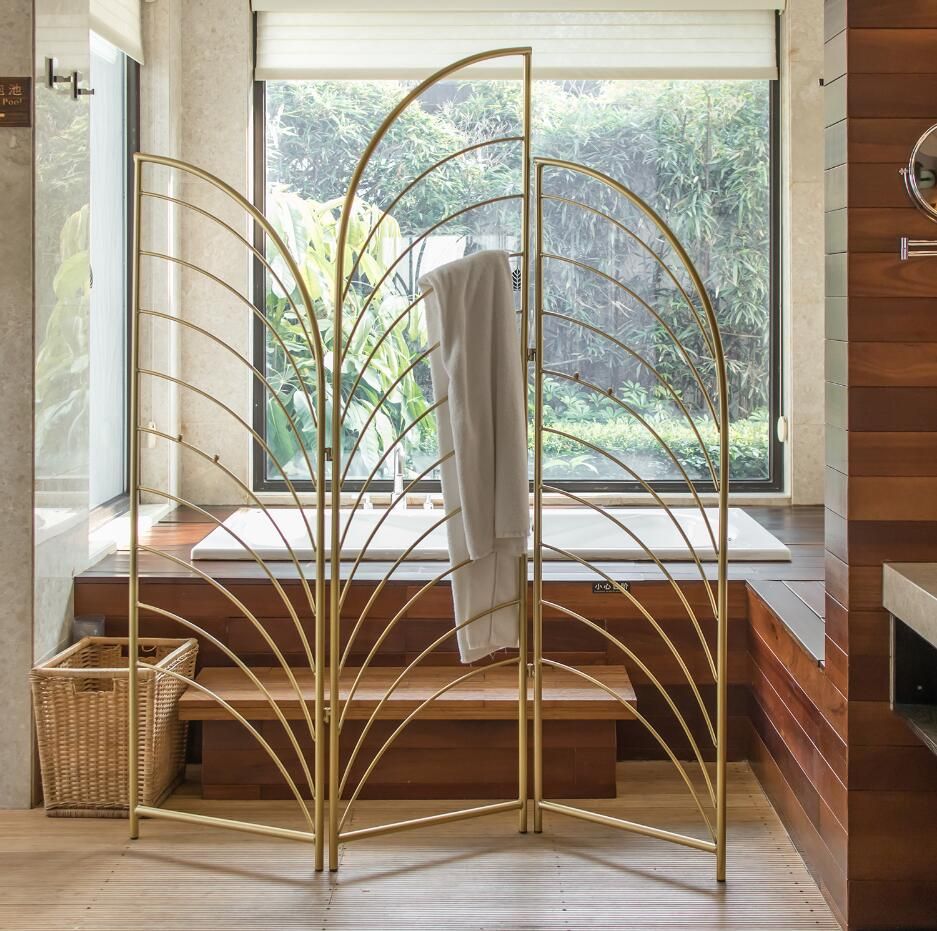 2021 Bathroom Dividers Light Luxury Iron Folding Screen Clothes And Hat