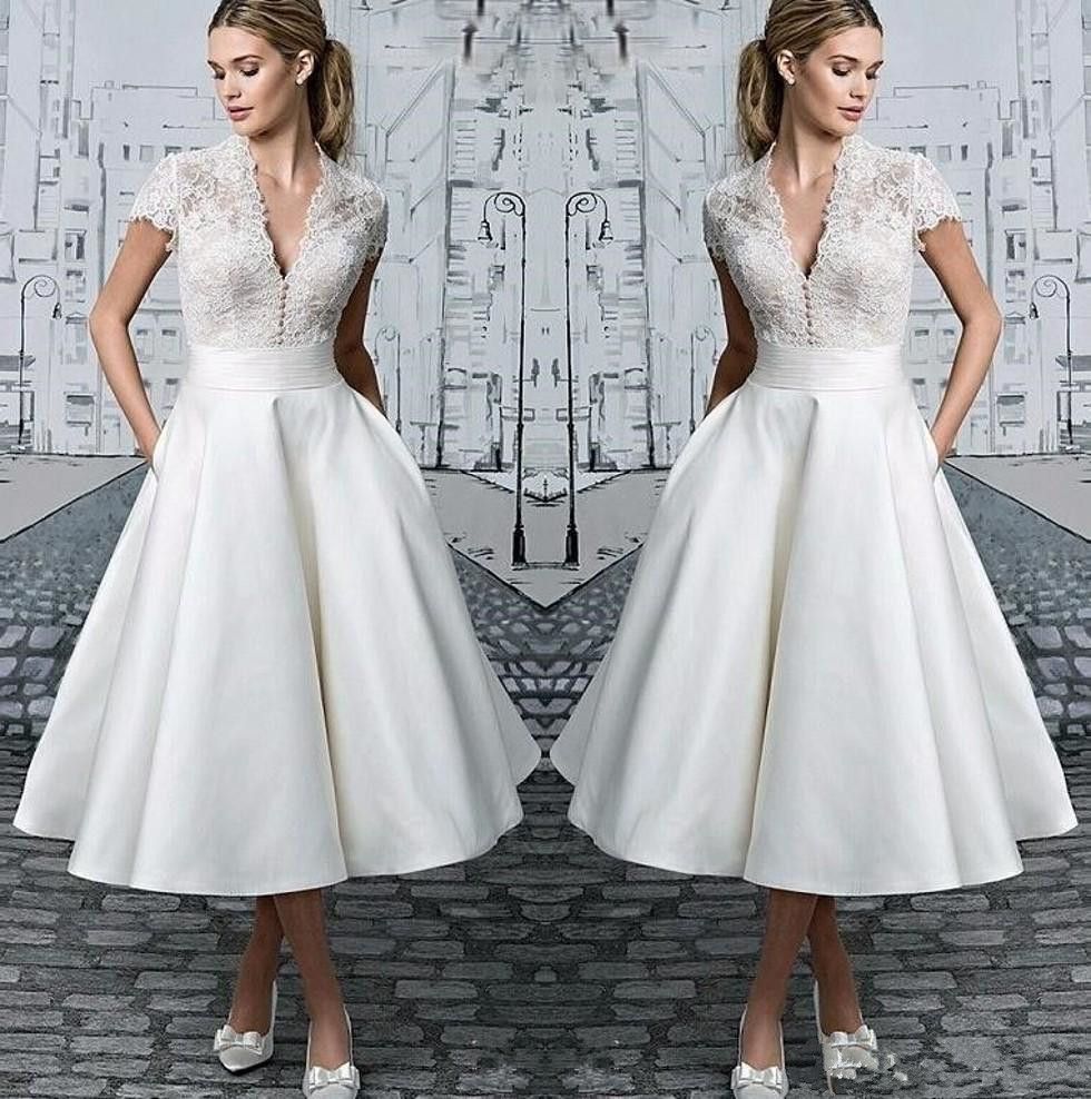 satin wedding gown with pockets