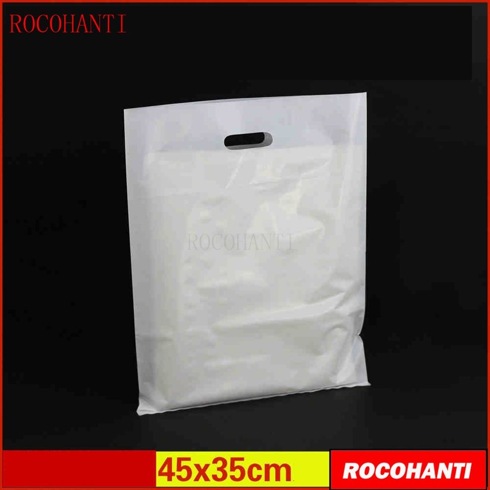 100x Plastic Bags Custom Made Clothing Bag With Hanlde Flat