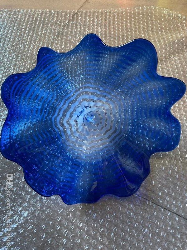 2021 Unique Design Blown Glass Plate Decorative Colored Glass Leaf