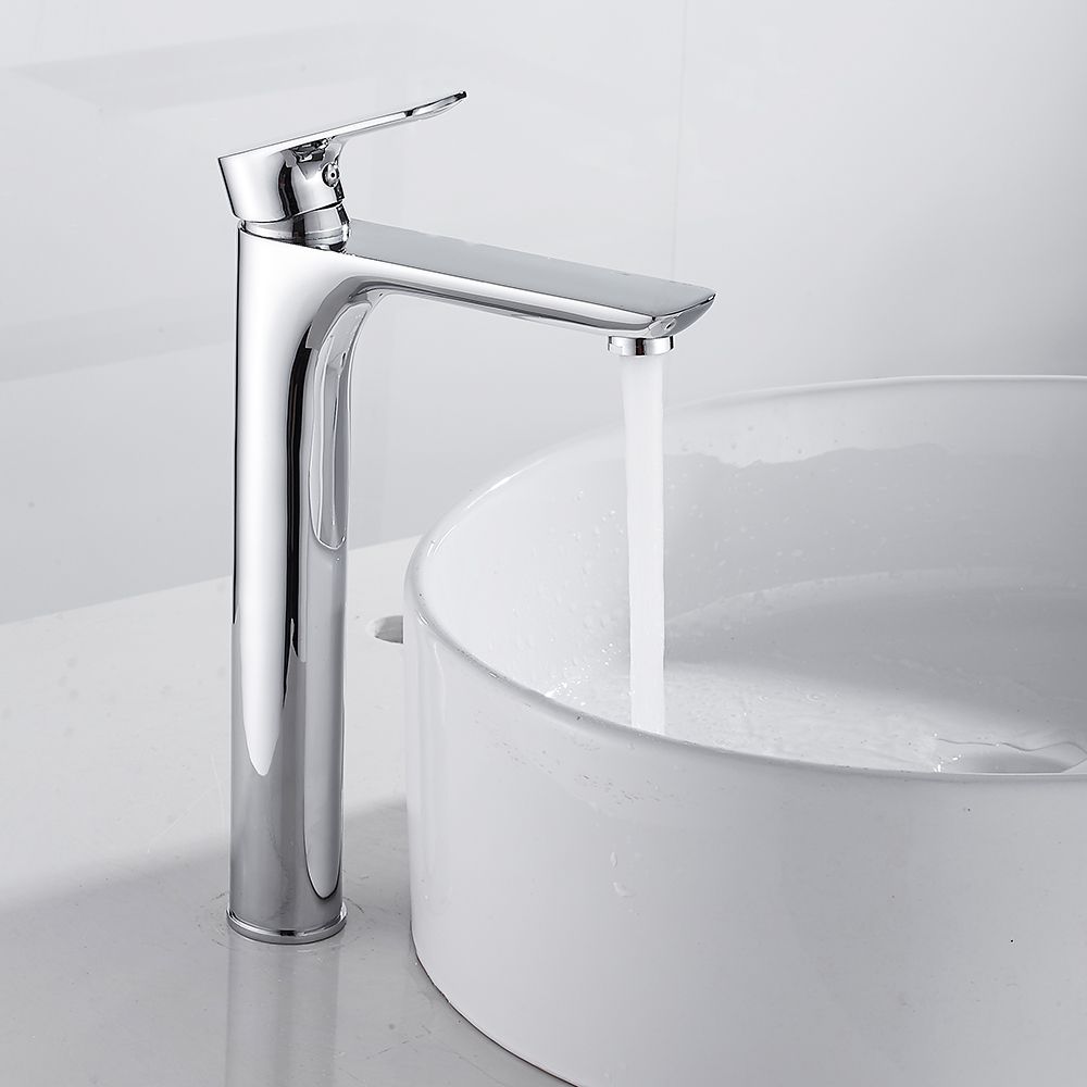 Tall Basin Faucet Modern Counter Top Basin Mixer Taps Bathroom Sink Tall Chrome Faucet Deck Mounted Single Hole Waterfall