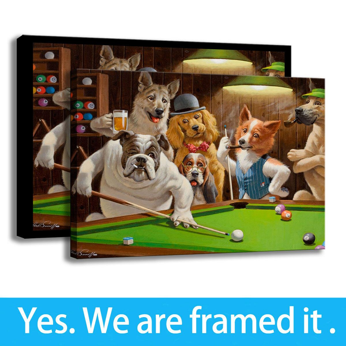 2020 Dogs Playing Pool Art Prints Wall Picture For Living Room Decor