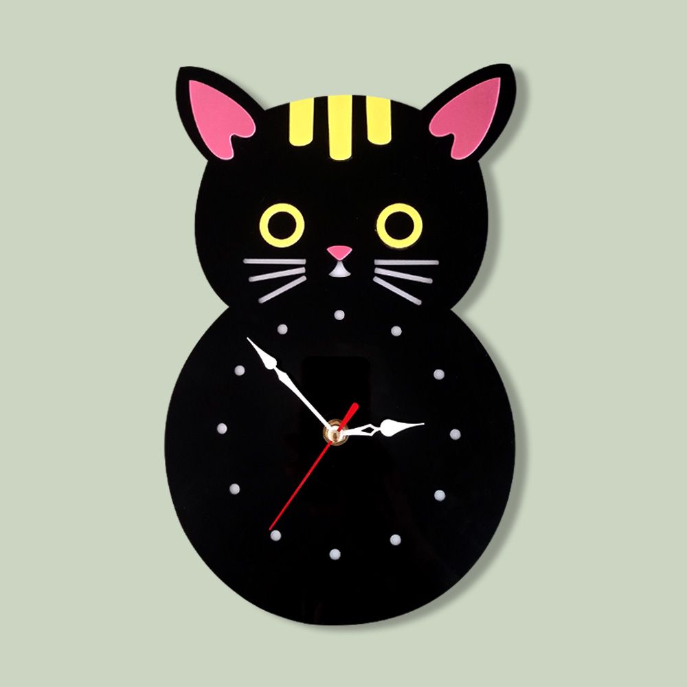 Creative Cartoon Acrylic Wall Clock Kids Room 3d Quartz Watch Cute Cat Colorful Clocks Unique Home Decor