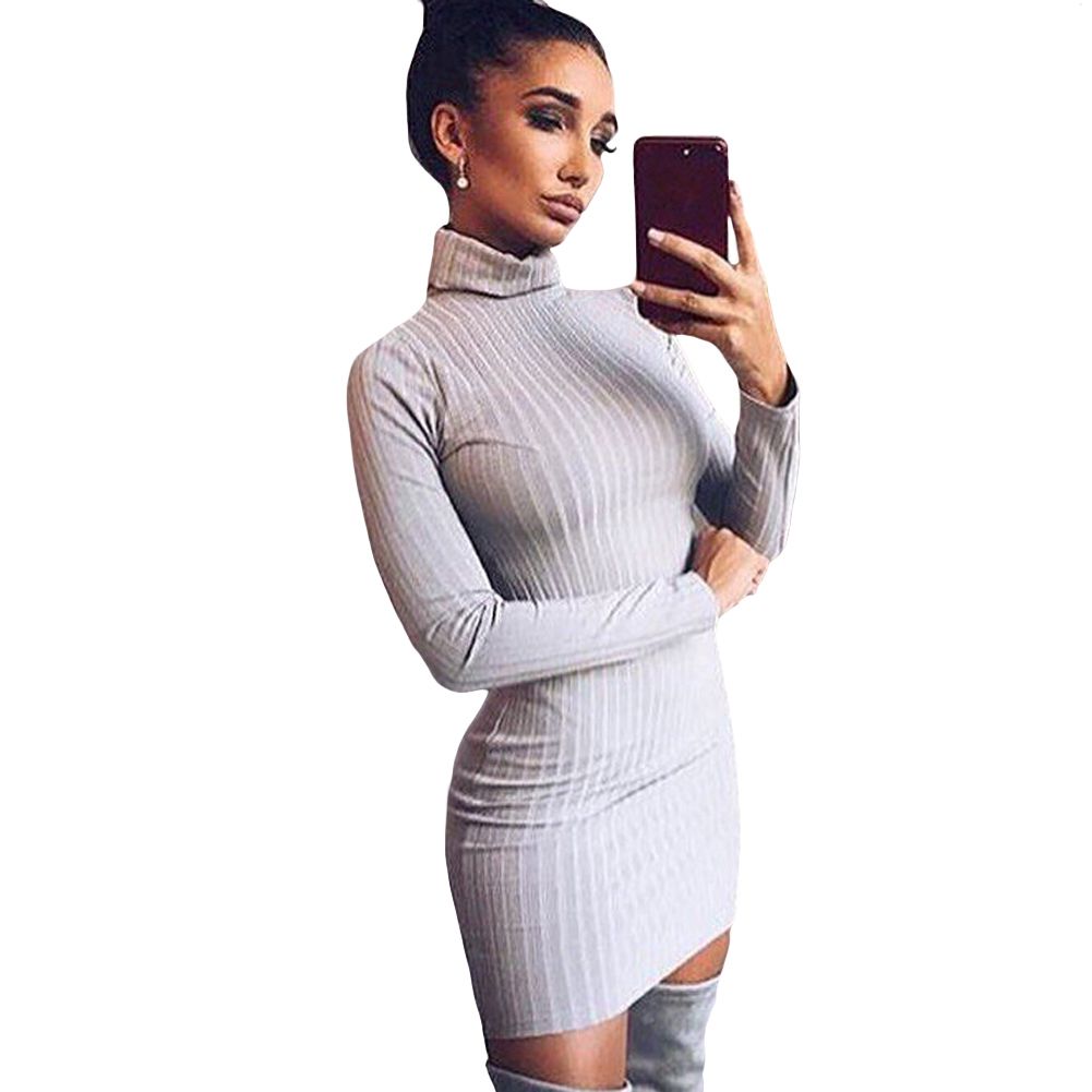 grey turtleneck dress long sleeve