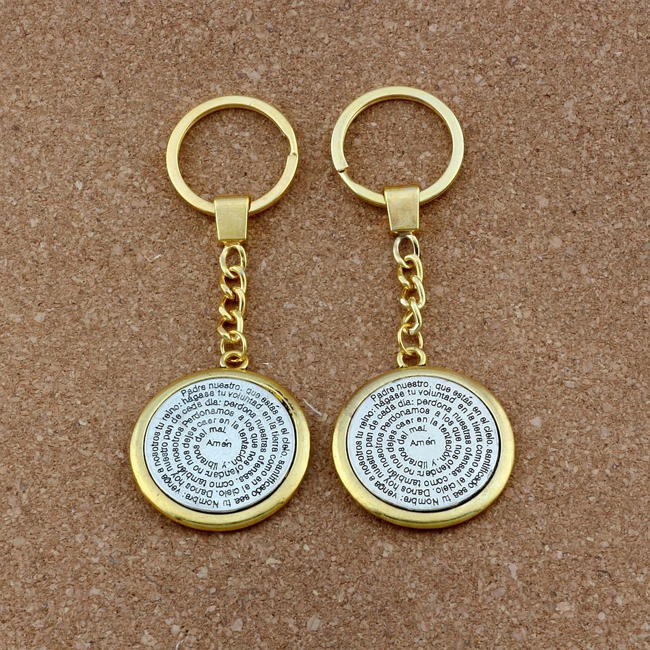 2020 30mm Keychain Bible Amen Round Religious Pendant Key Ring Travel