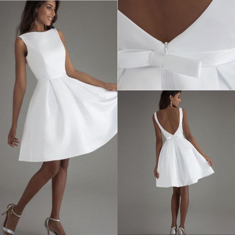Discount Simple Design A Line Scoop Short Wedding Reception