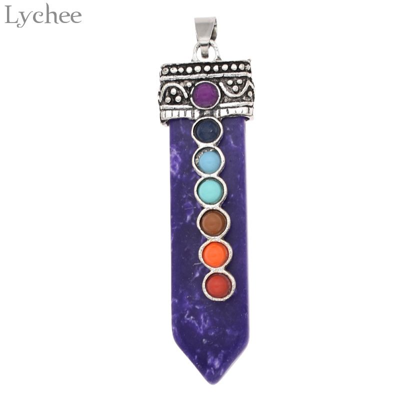 Natural Gemstone Beads Vintage Arrow Sword Pendant Flower Charm Cyrstal Healing