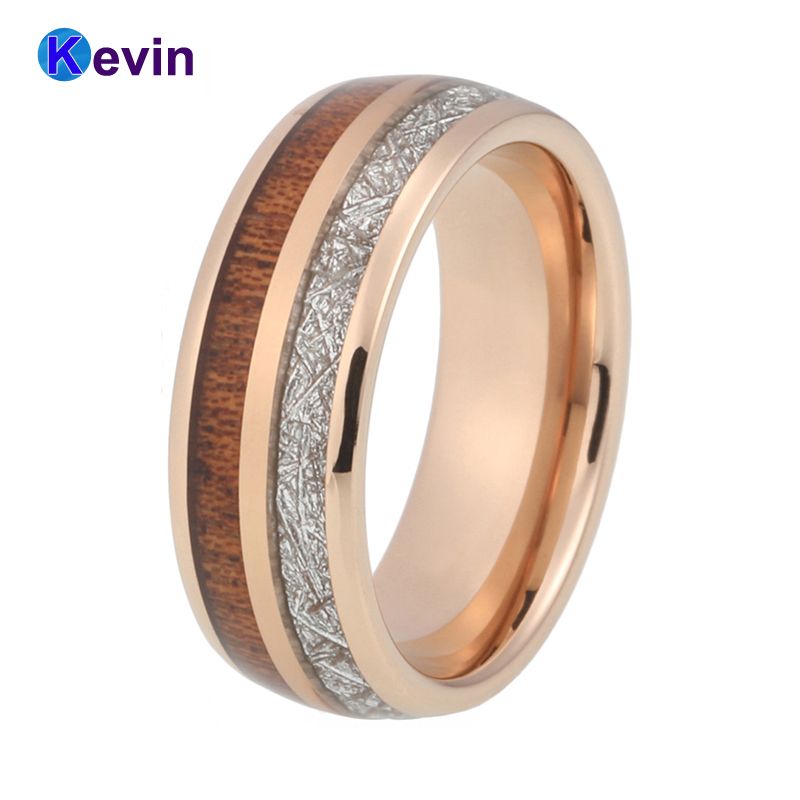2019 Rose Gold Wedding Ring Tungsten Carbide Ring Double Grooves