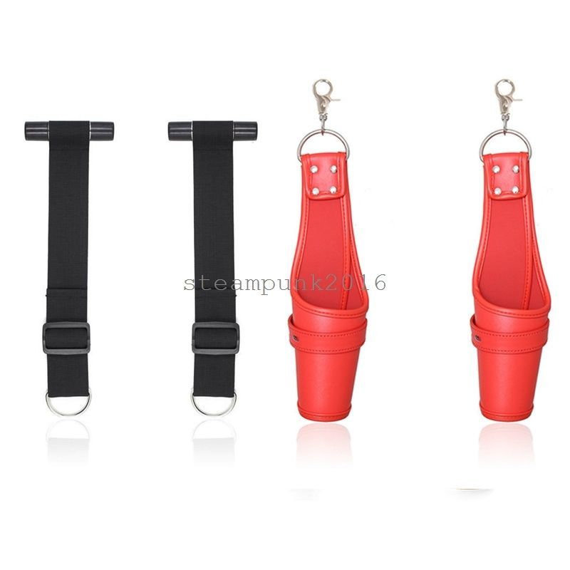 Leather Door Jam Hanging Lockable Mittens Hand Wrist Cuffs Couple Swing