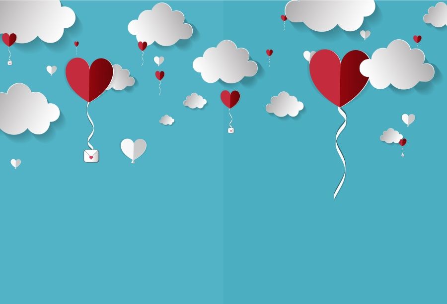 2019 Laeacco Baby Cartoon Red Love Heart Cloudy Party Love Wallpaper