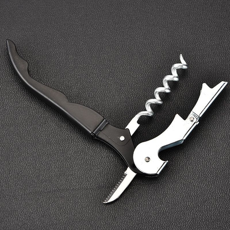 2021 Black Stainless Steel Red Wine Opener Wing Opening Metal