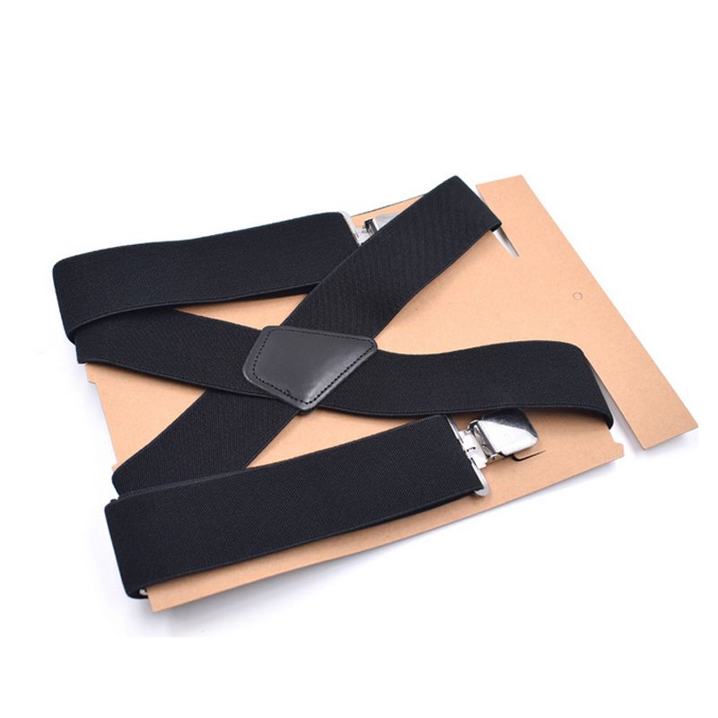 35mm Wide Mens Trouser Clip On X Shape Adjustable Elastic Red Braces Suspenders