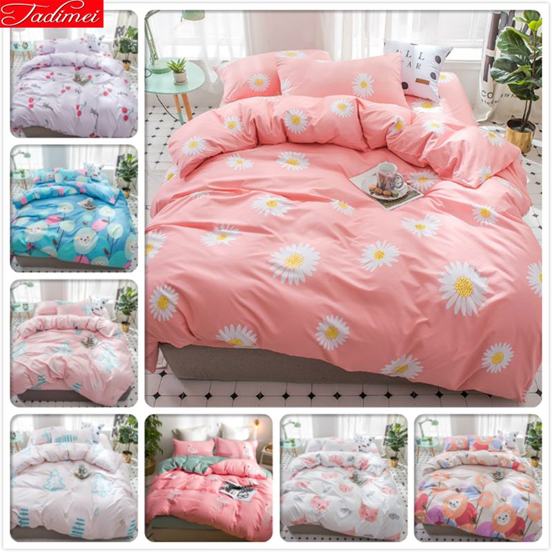 Pink Flower Pattern Duvet Cover 3 Bedding Set Adult Kids Child Bed