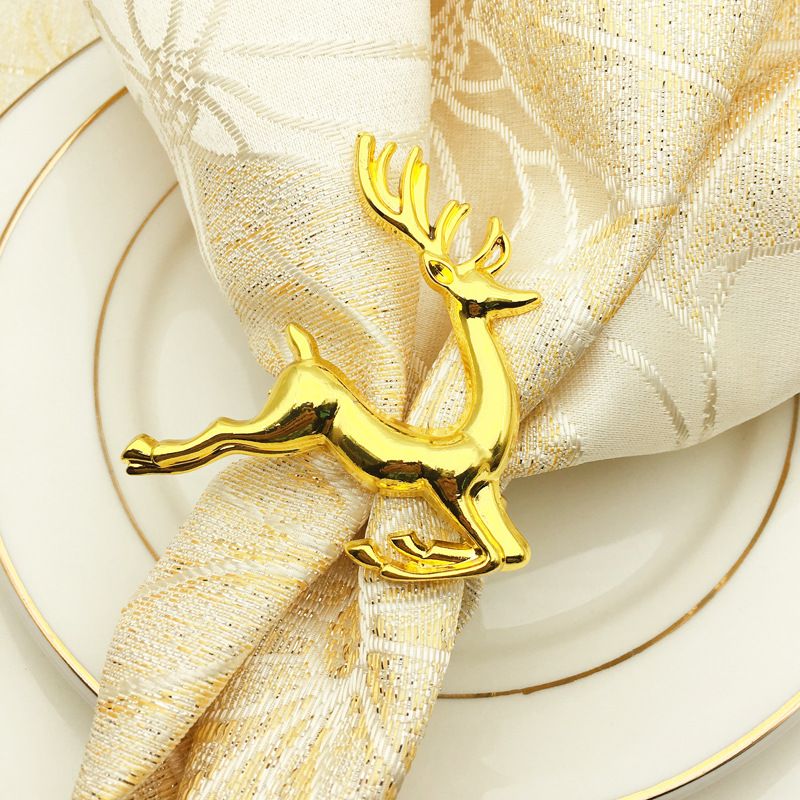 2021 Christmas Deer Napkin Rings Silver/Gold Alloy Napkin Buckle Holder