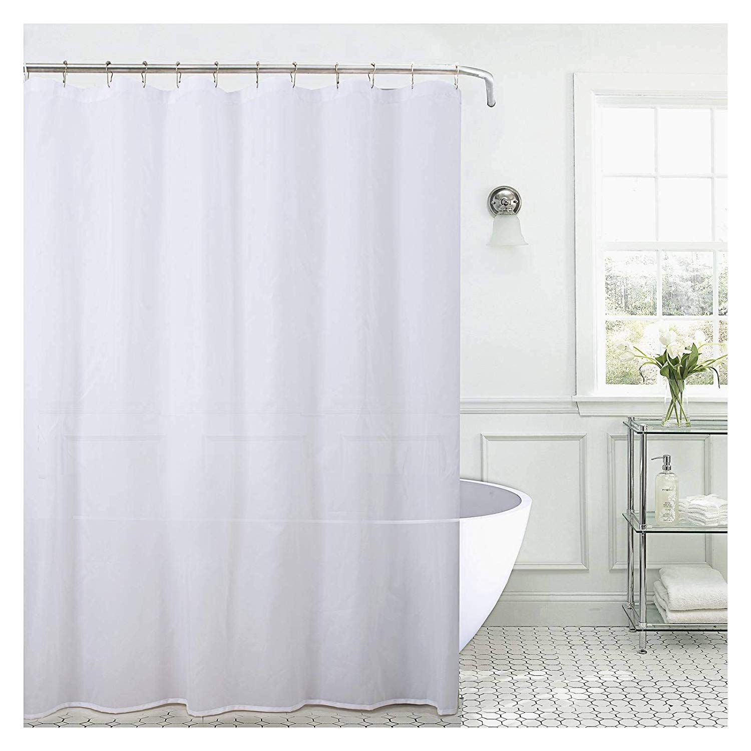 2021 Jarl Home White Shower Curtains Liner White Waterproof Shower