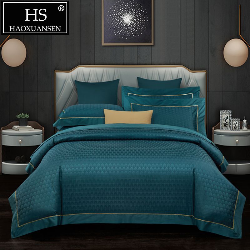 Luxury Dark Green 600 Thread Count Jacquard Bedding Sets Bed Linen Luxury Dark Green 600 Thread Count Jacquard Bedding Sets Bed Linen Set Queen King Size Cotton Double Sheets Complete Duvet
