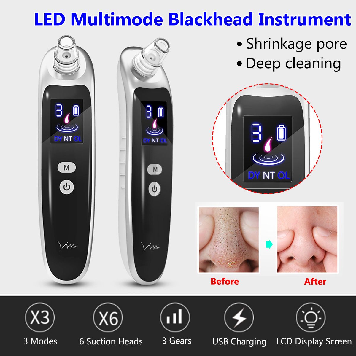 2020 Face Nose Acne Black Dot Pimple Blackhead Remover ...