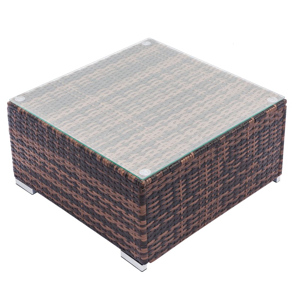 Outdoor Square Wicker Side Table Coffee With Glass Top Equipped Weaving Rattan Sofa Brown Grant Usa From Ship