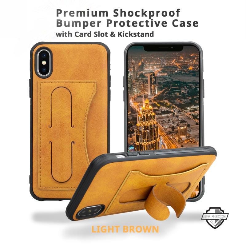 Leather Wallet Cases With Card Slot Finger Ring And Kickstand For