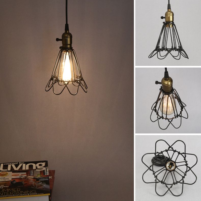 Fashion Vintage Wire Lamp Cage Diy Lampshade Industrial Guard Shade Classic Black Nordic Bulb Cover