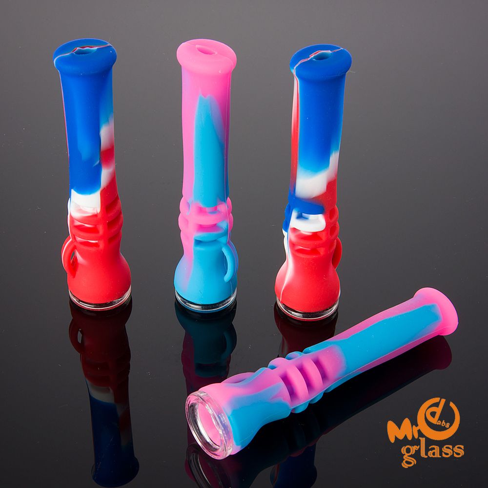 2021 Silicone Smoking Pipe One Shot Hand Pipe With Glass Tube Hookah