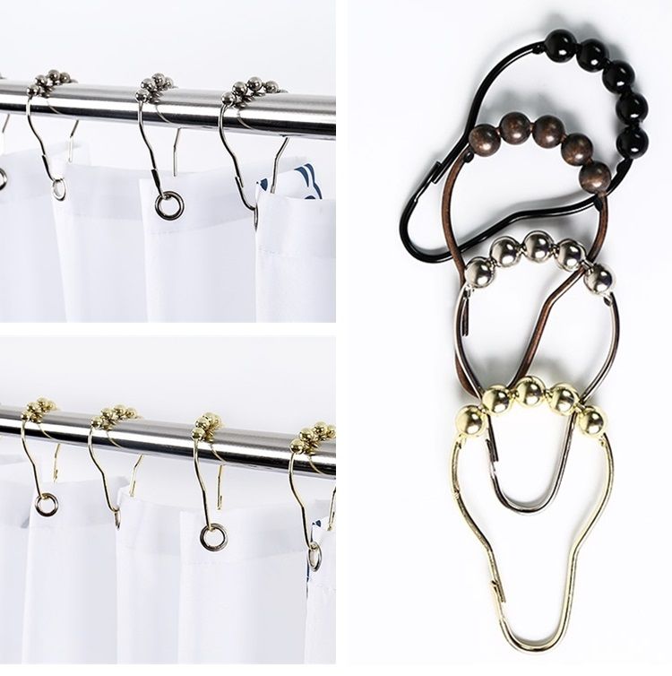 New Shower Curtain Rings Hooks Metal Bathroom Clip Easy Glide Polished I507